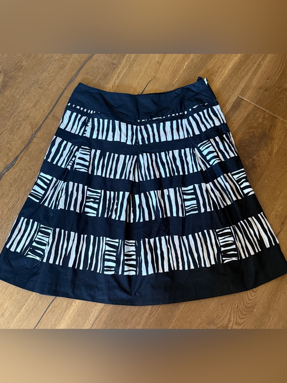 Talbots Black and White Zebra Stripe A-Line Skirt